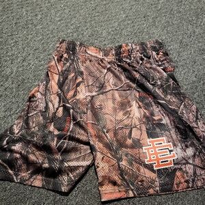 Authentic Eric Emanuel Orange Camo Shorts (Men's Large) 🍊